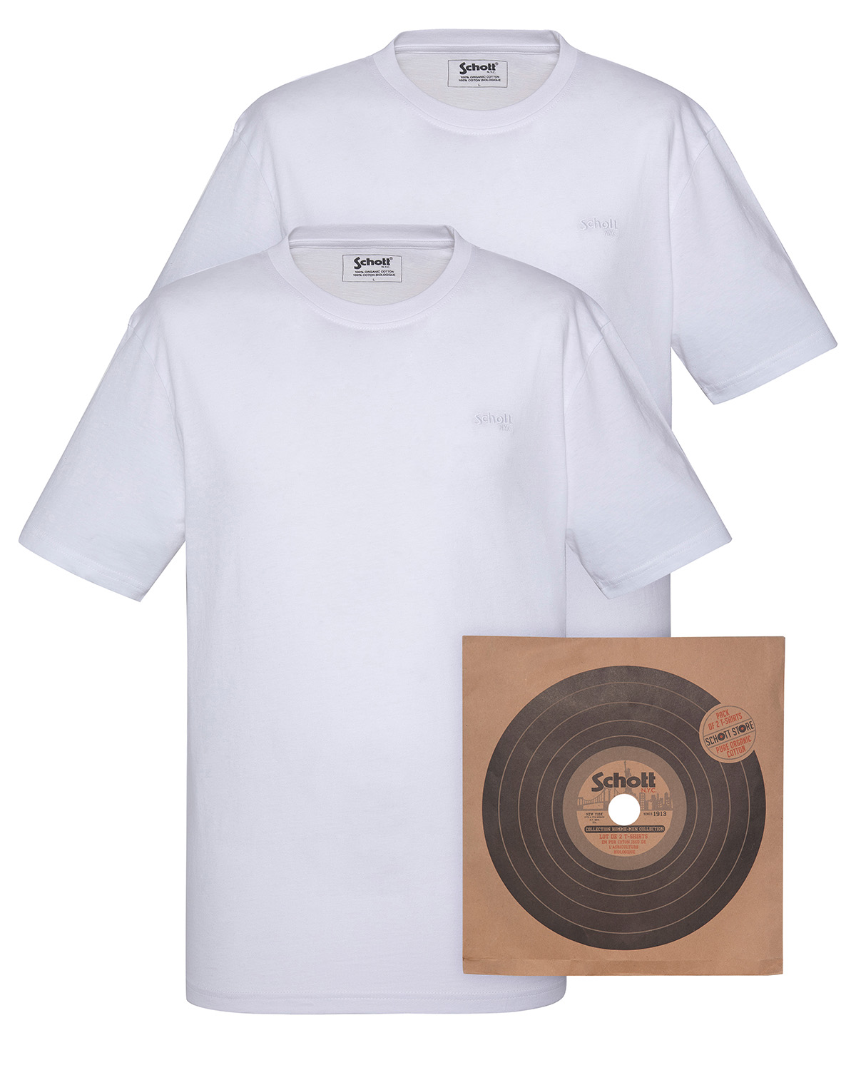 Pack de 2 t-shirts ras du cou en coton organique, SCHOTT