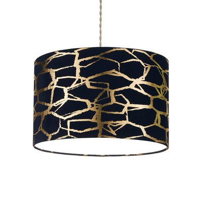 Navy Velvet with Gold Leaf Print Lampshade SO'HOME