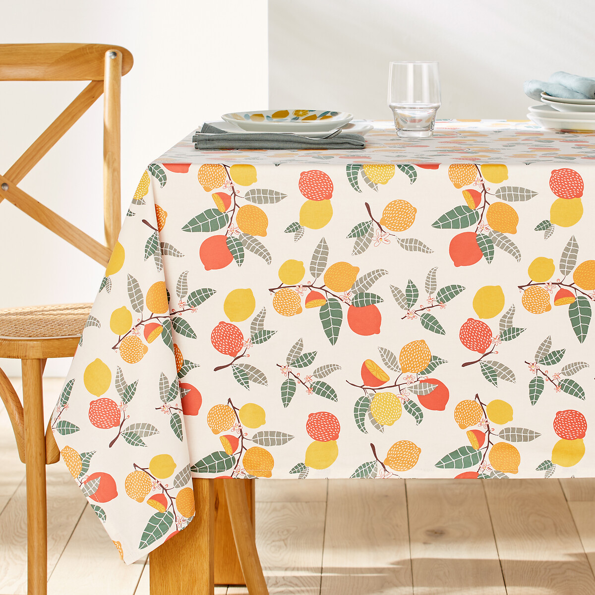 Citron Fruit Cotton Oilcloth Style Tablecloth