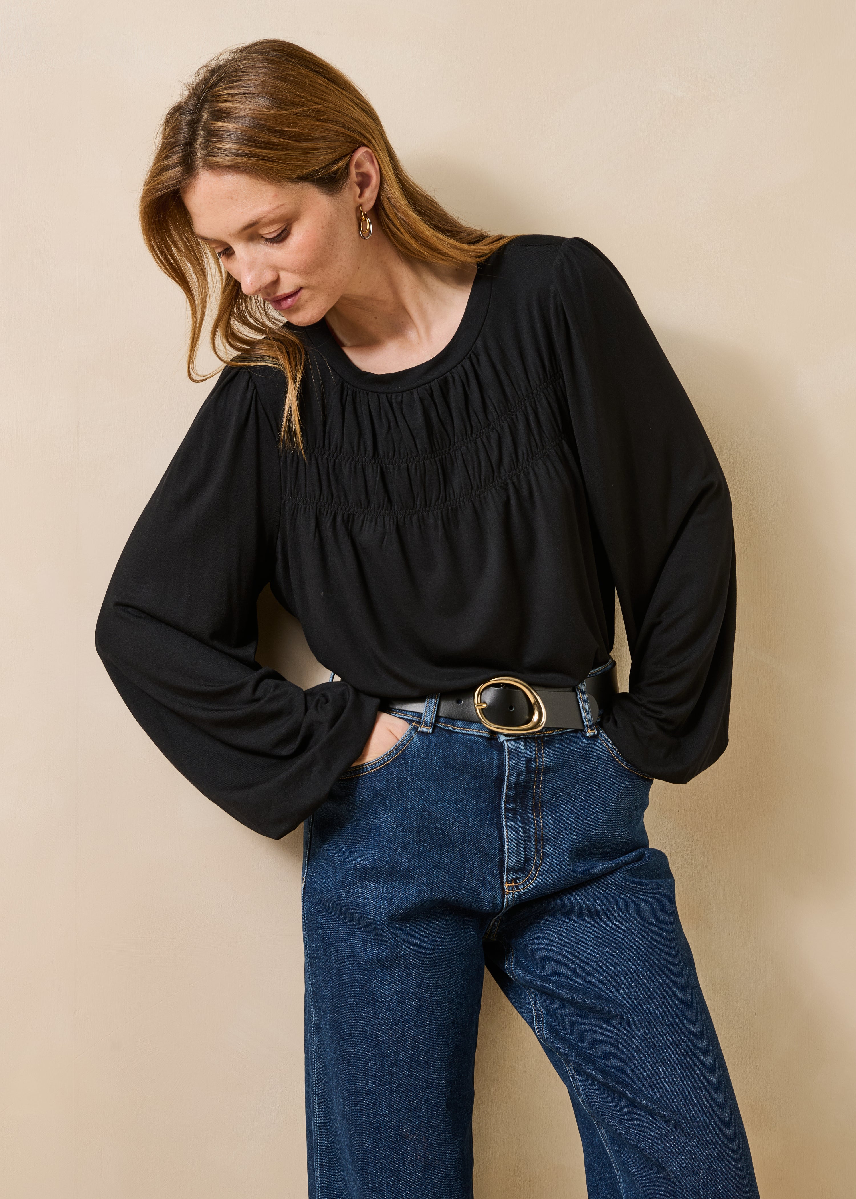 T-shirt fluide en modal manches longues, LA FEE MARABOUTEE