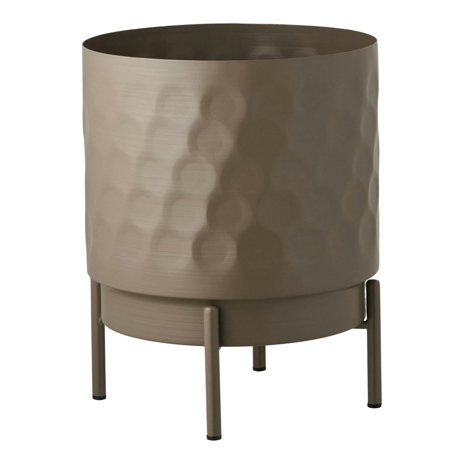 Cache-pot sur pied en métal bosselé marron, PIER IMPORT