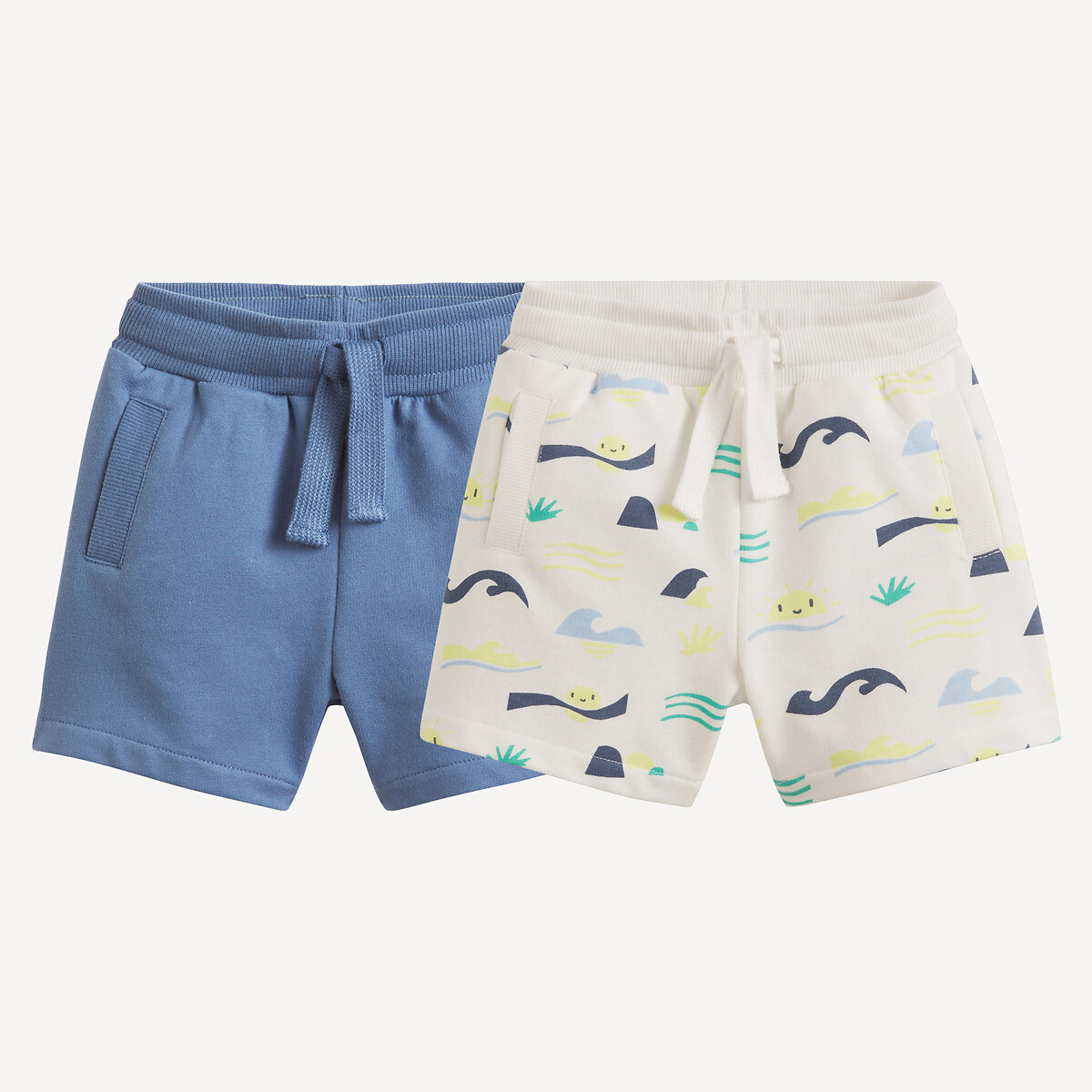 Set van 2 bedrukte fleece shorts