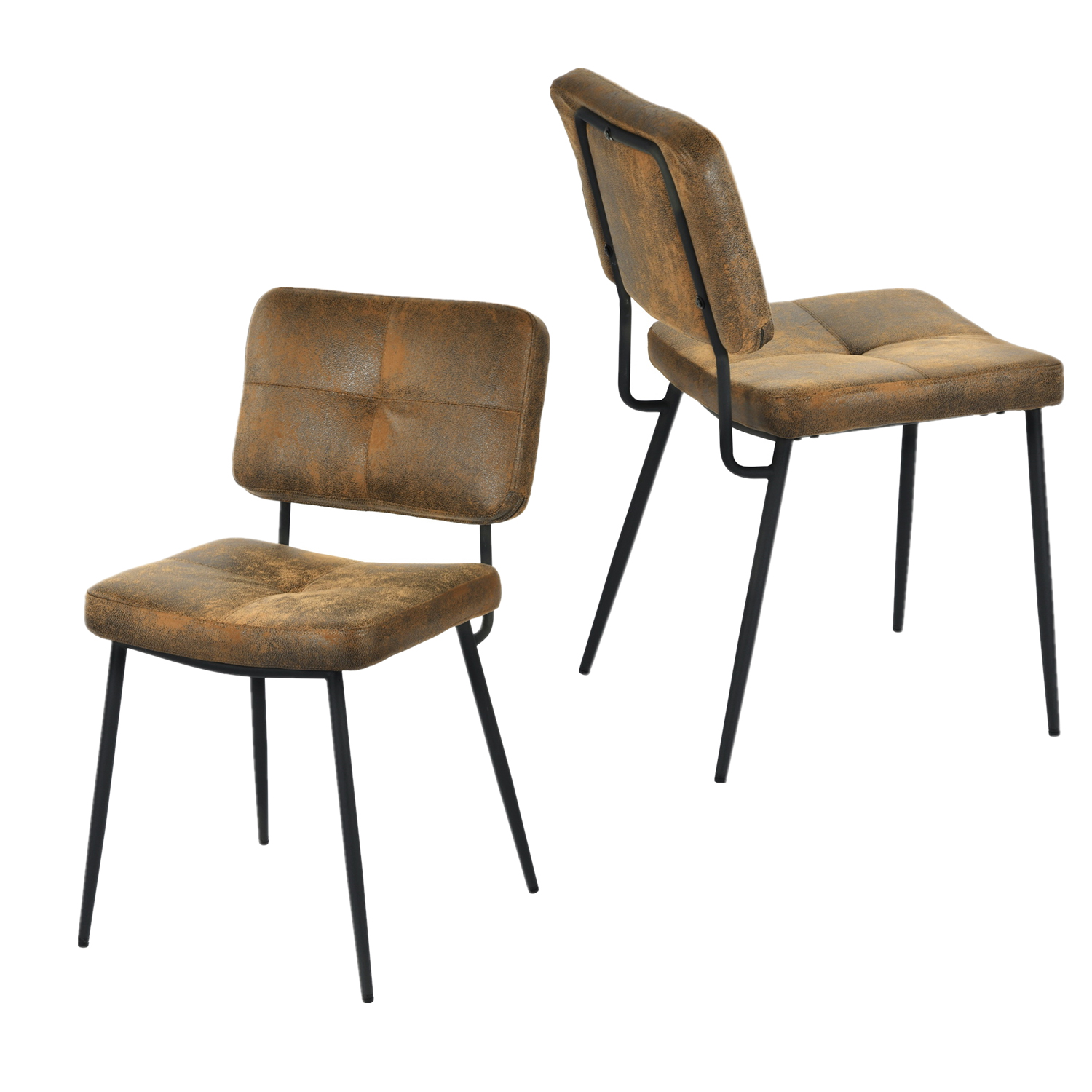 Lot de 2 chaises de salle à manger en marron style vintage rétro, KAROMI, MEUBLES COSY