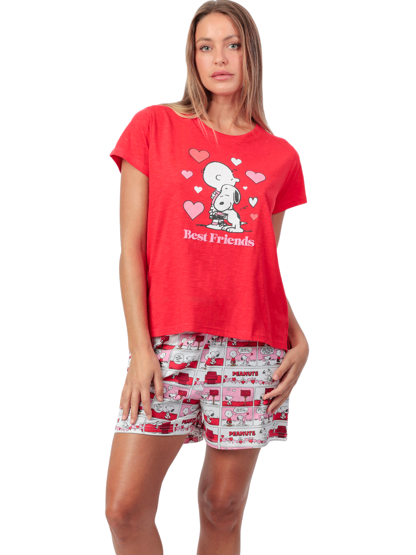 Pyjama short t-shirt Love Valentines Peanuts, ADMAS
