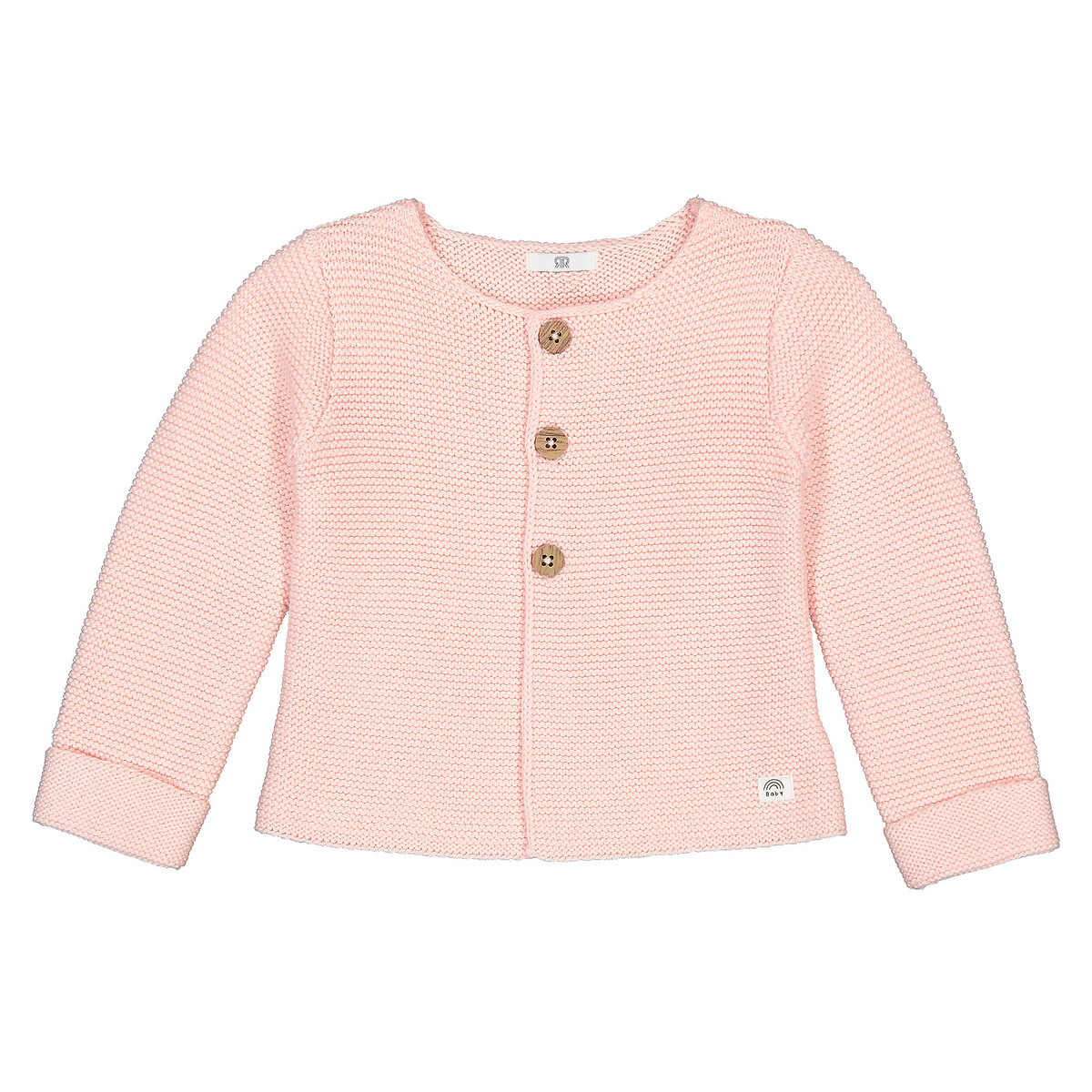Organic cotton knit cardigan with button fastening, pink, La Redoute ...