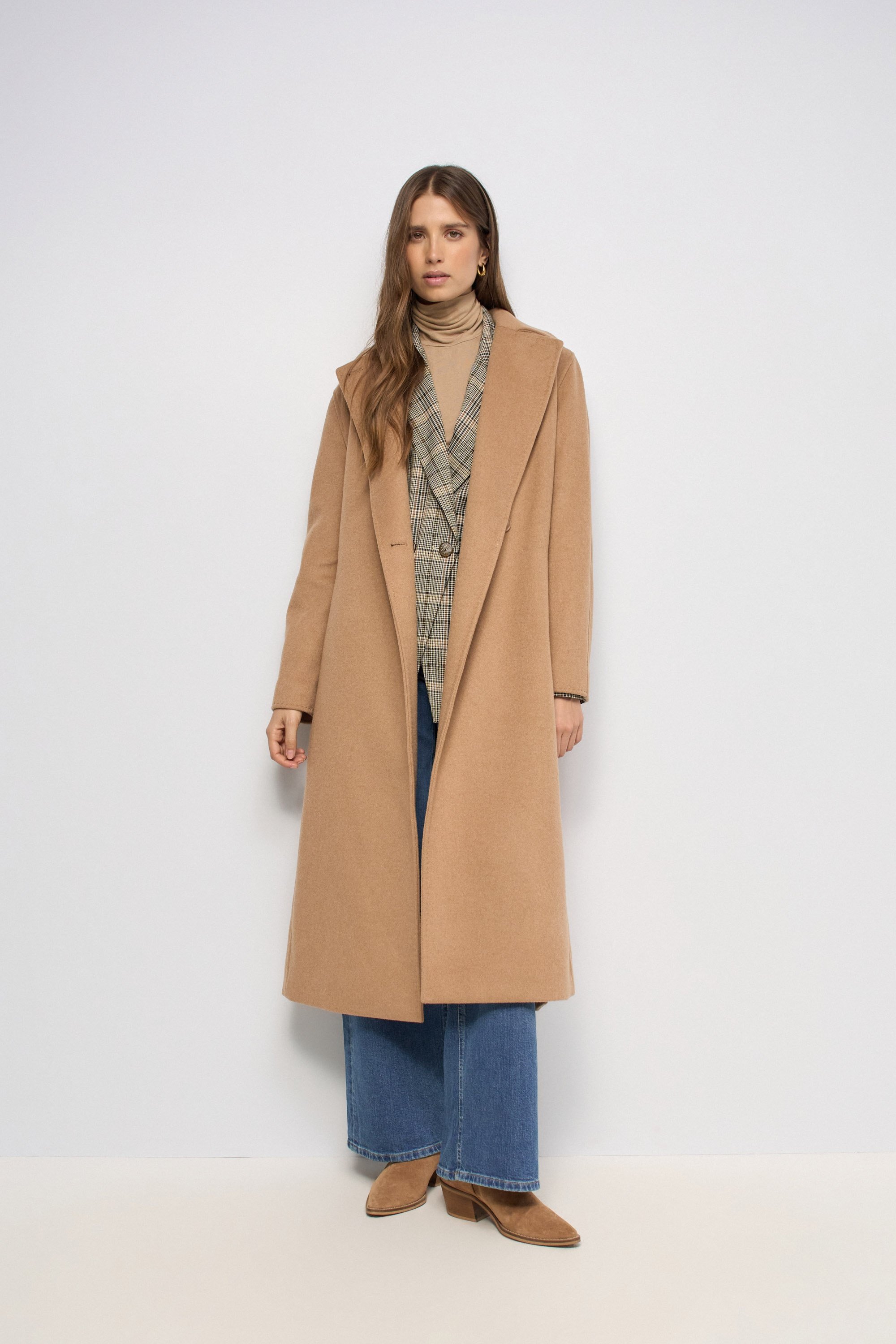 MANTEAU LONG EN DRAP DE LAINE, SALSA JEANS