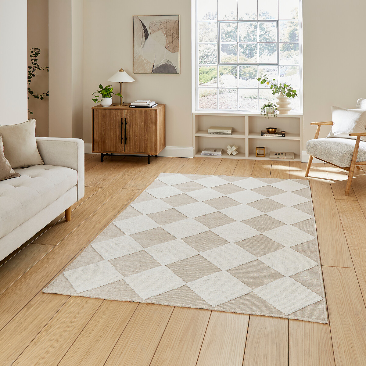 Diamond Pattern Hi-Low Textured Pile Rug, SO'HOME