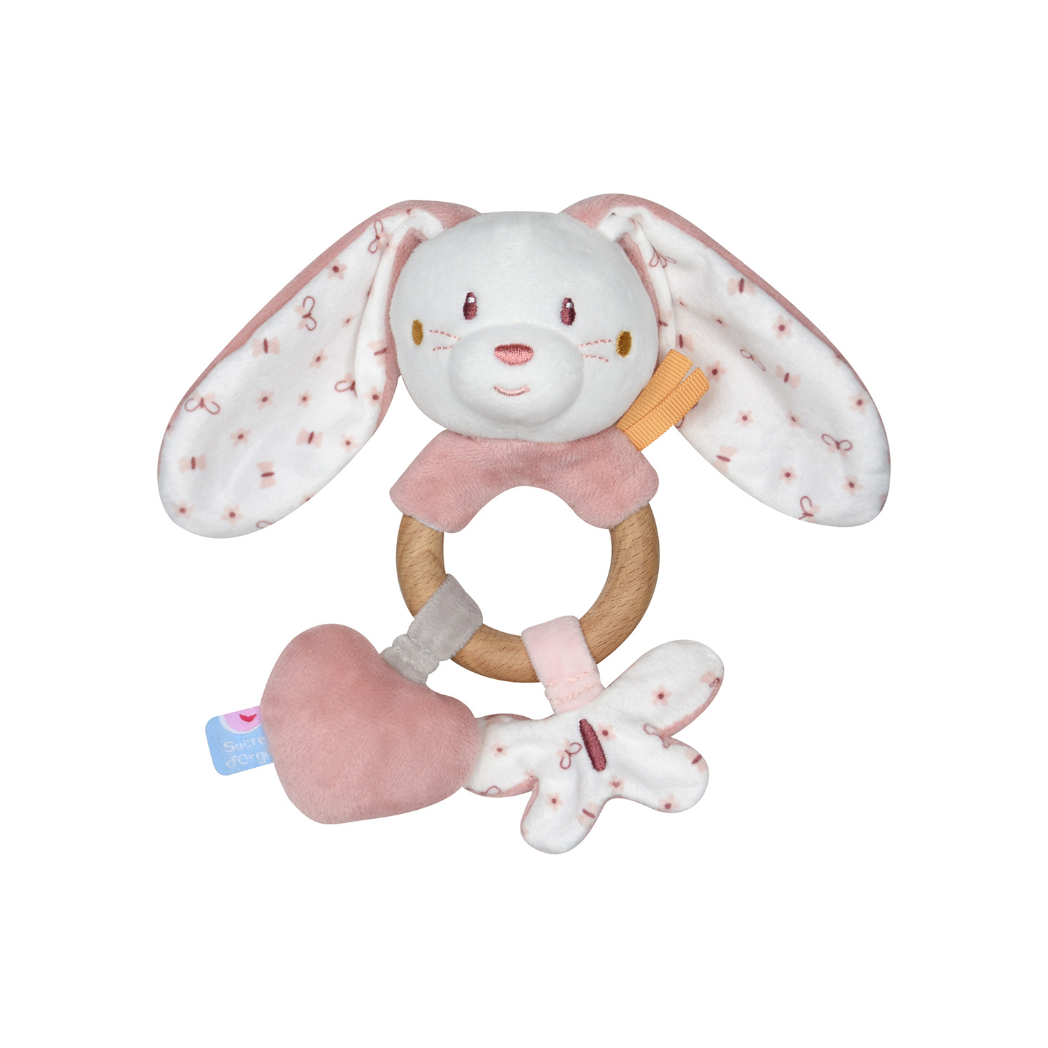 Hochet d'eveil lapin velours doux, SUCRE D'ORGE
