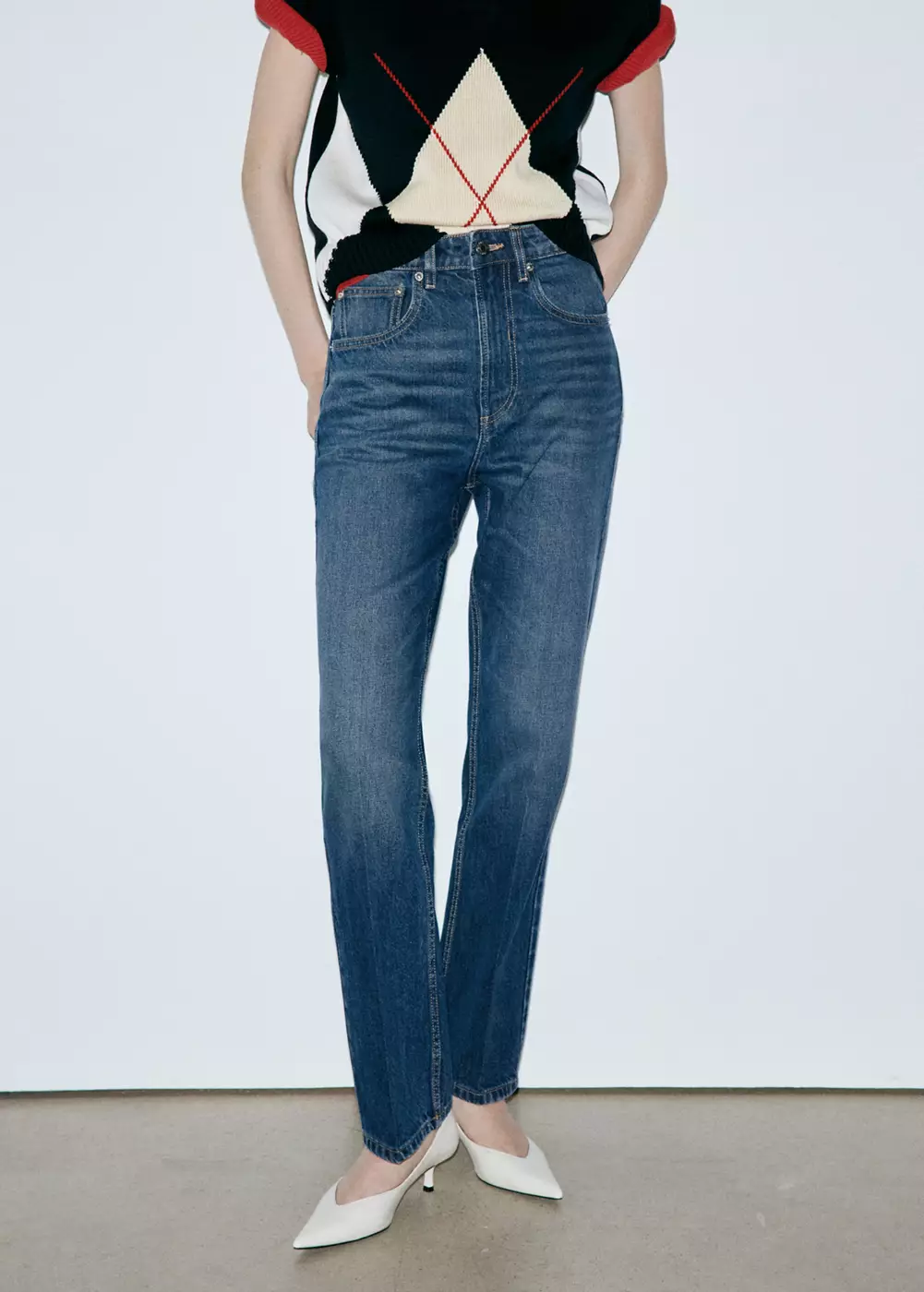 Jean droit taille haute, MANGO