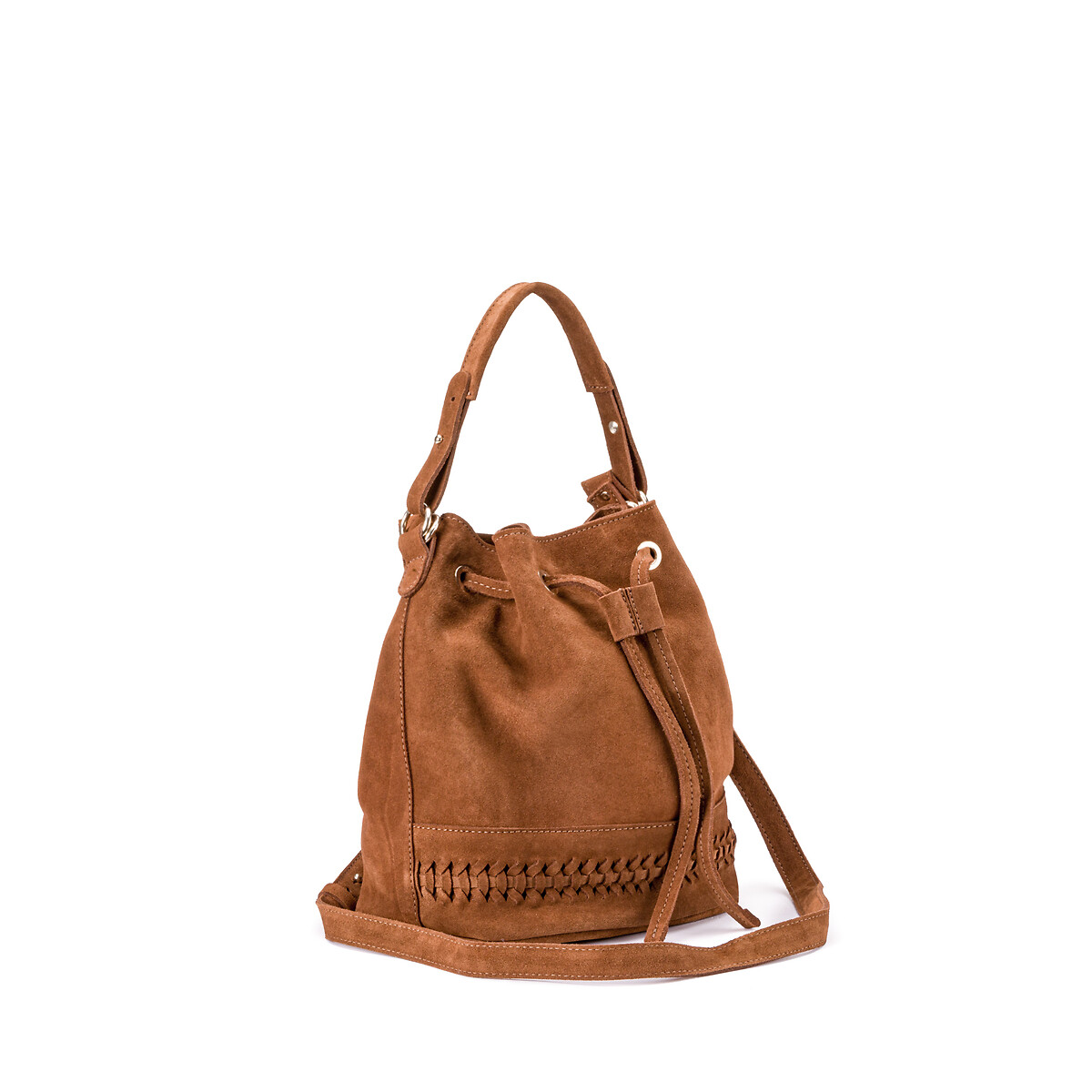 Bolso bucket de piel camel La Redoute Collections | La Redoute