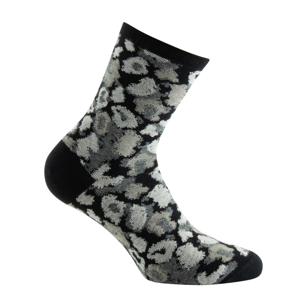 Mi-chaussettes en coton panthère MADE IN FRANCE, KINDY