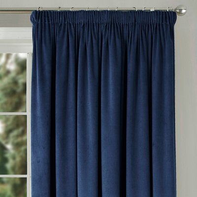 Clever Velvet Lined Pencil Pleat Curtains in Navy SO'HOME