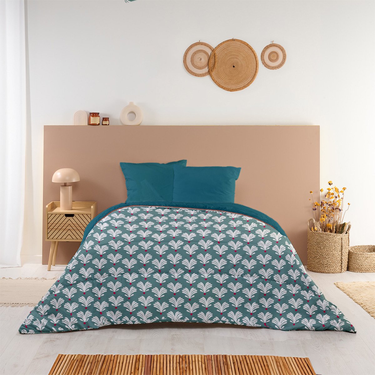 Couette imprimée microfibre chaude Sully, BLEU CALIN