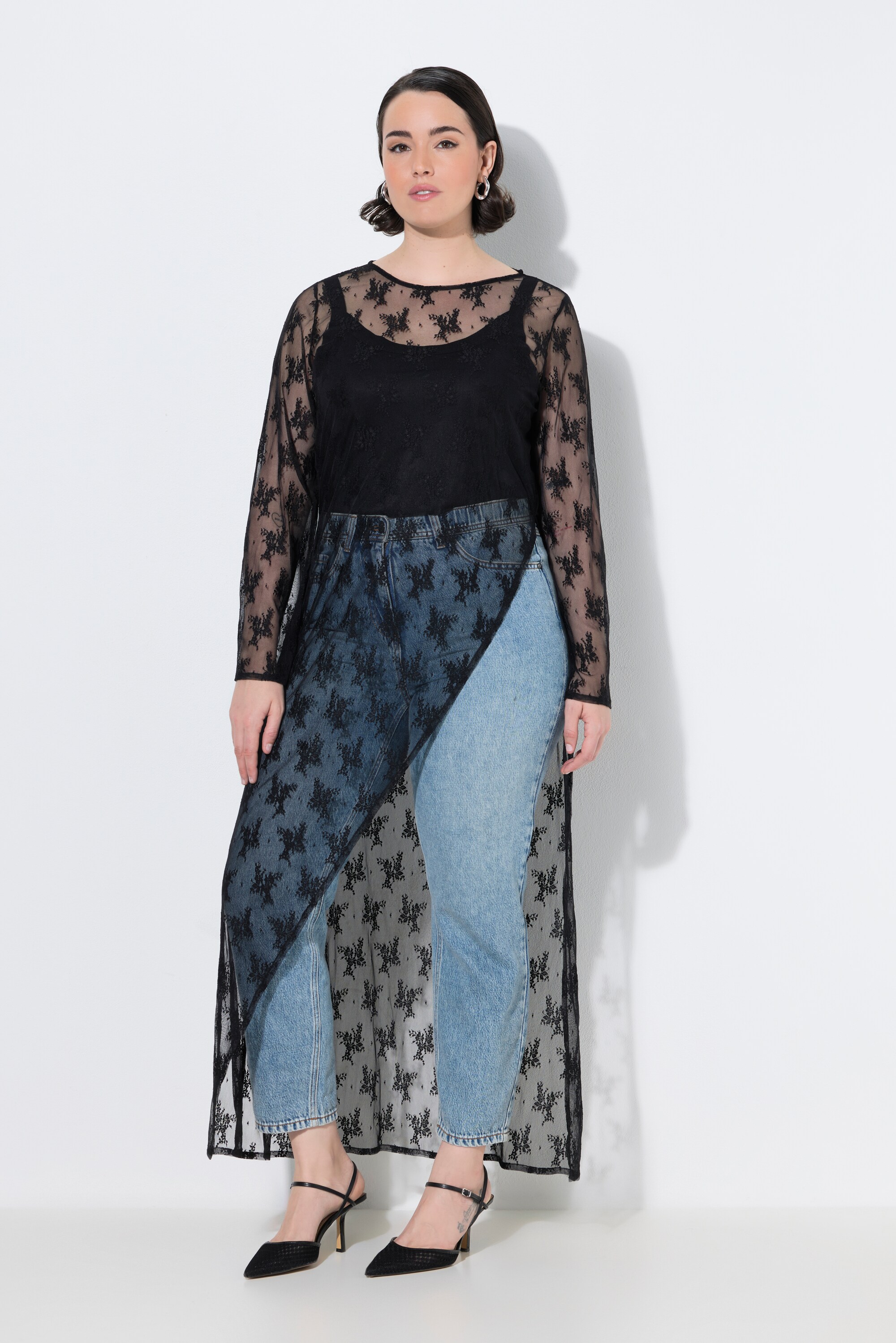 Robe maxi en dentelle, coupe évasée, ULLA POPKEN