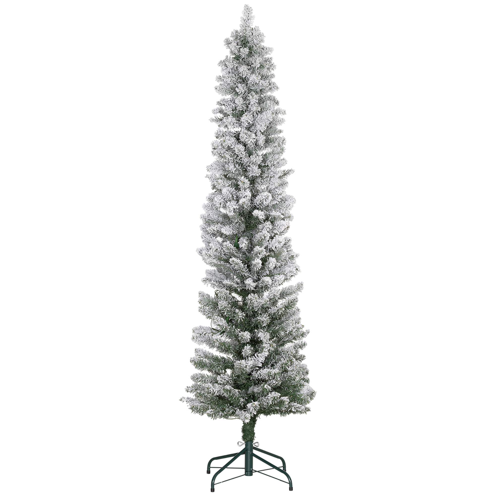 Sapin de Noël artificiel LED H.180 cm mince enneigé 329 branches 150 LED, HOMCOM