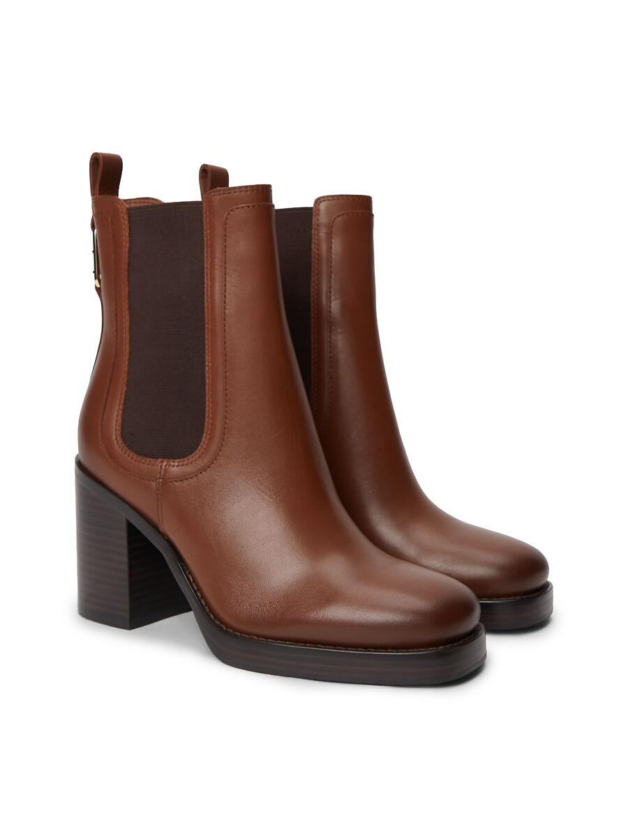 Square Toe Heeled Leather Chelsea Boots, TOMMY HILFIGER
