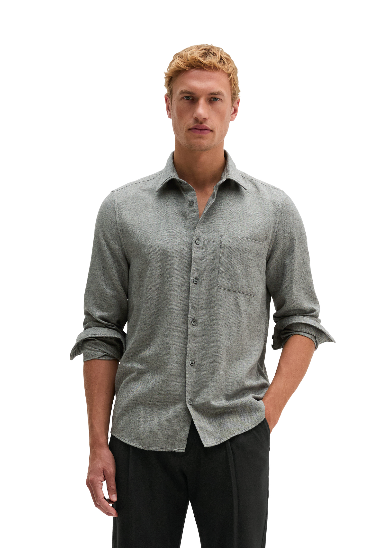 Chemise en flanelle, coupe ajustée en un mélange doux de coton bio et de lyocell, MARC O'POLO