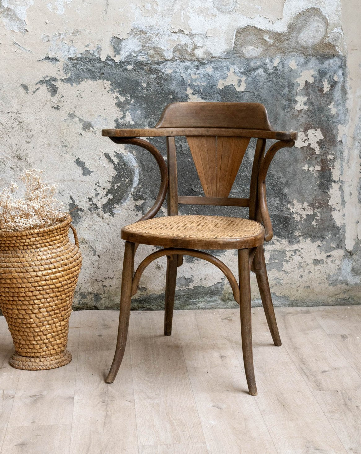 Fauteuil en cannage et bois courbé Ernest N°1623 - Bon état, DEBONGOUT