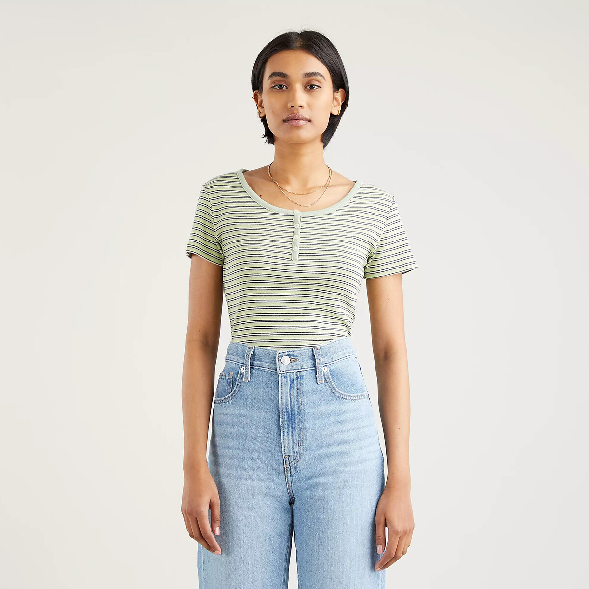 Cotton crew neck t-shirt with short sleeves, green, Levi's | La Redoute