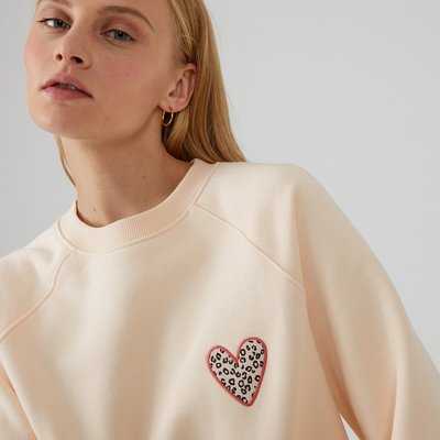 Animal Print Heart Sweatshirt in Cotton LA REDOUTE COLLECTIONS