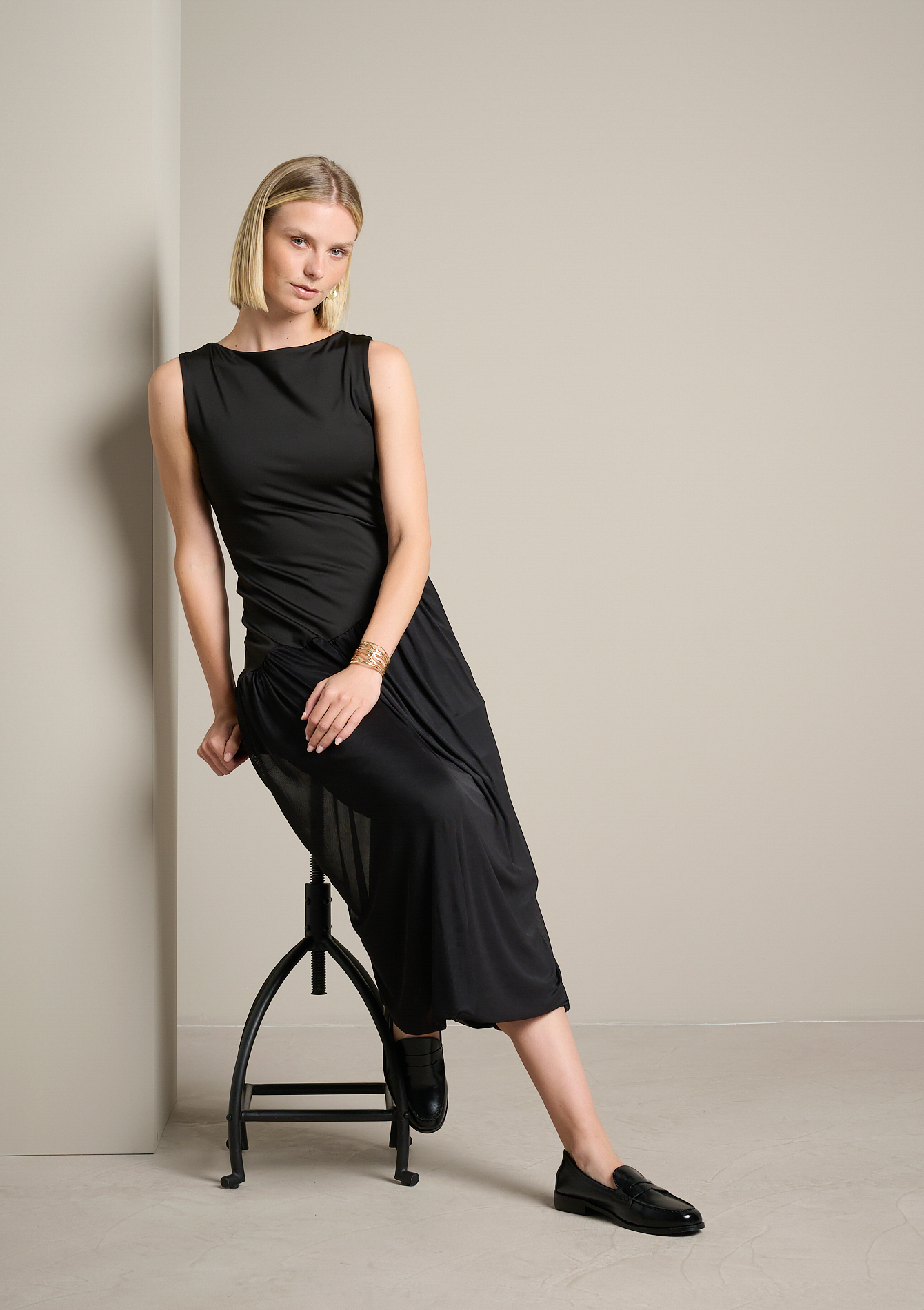 Robe midi bimatière jupe boule, LOLALIZA