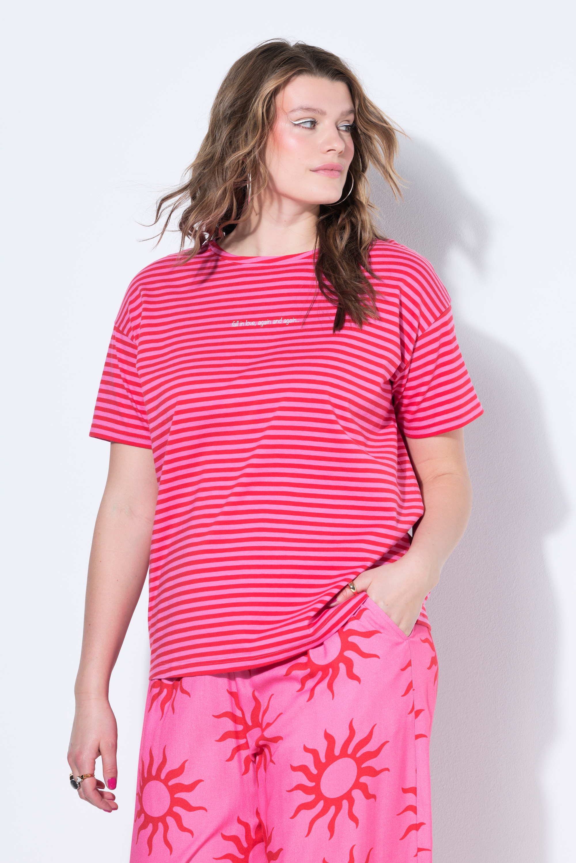 T-Shirt oversize rayé avec message, STUDIO UNTOLD