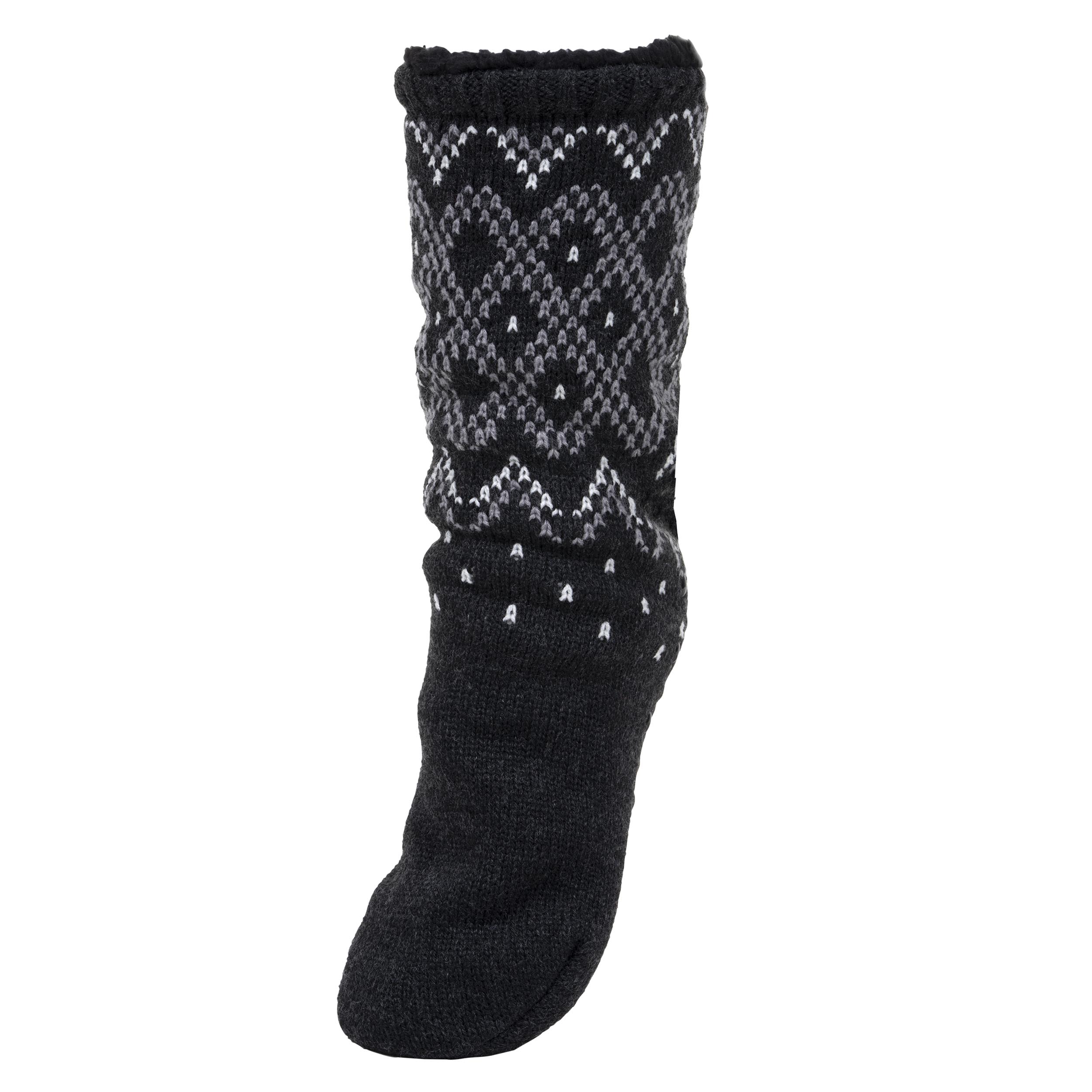 Chaussettes d'intérieur maille jacquard, picots antidérapants, ISOTONER