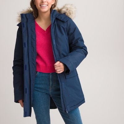 Recycled Hooded Parka with Faux Fur Trim LA REDOUTE COLLECTIONS