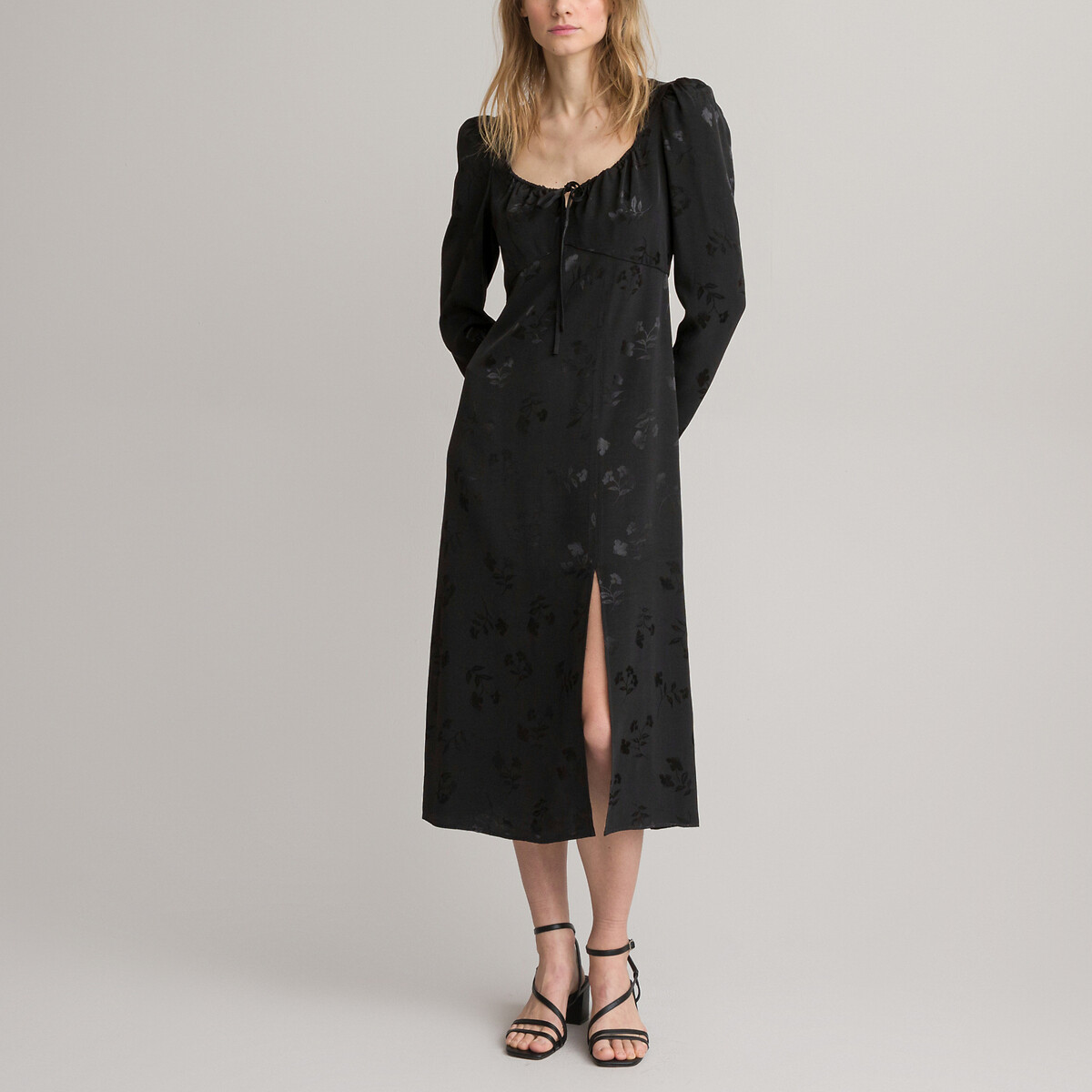 Lange jurk in jacquard, lange mouwen