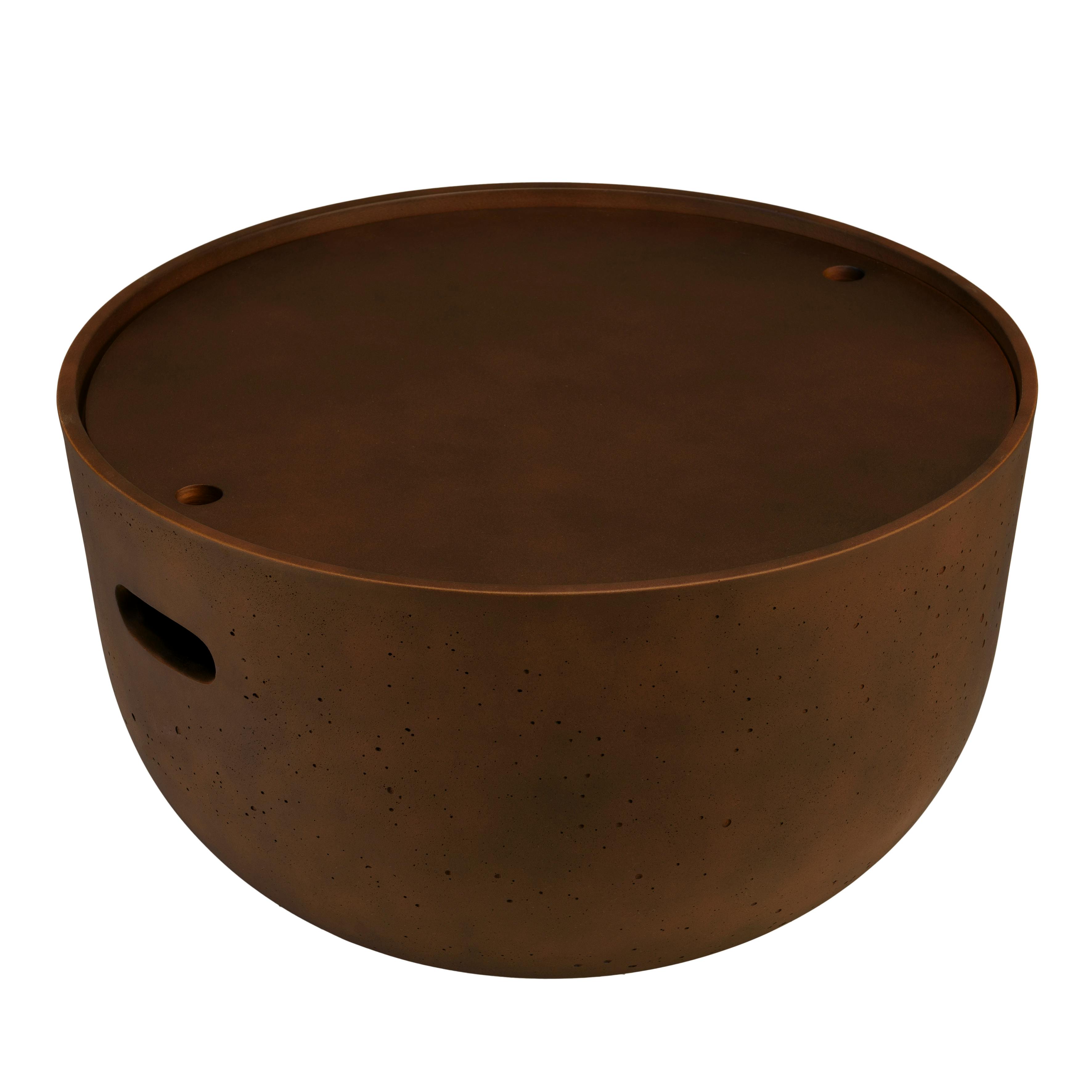 Table basse ronde en béton marron D58cm CALVI, PIER IMPORT