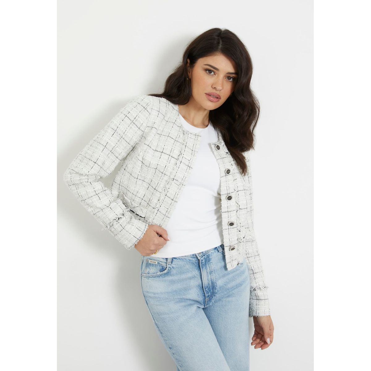 Veste en tweed discount blanche