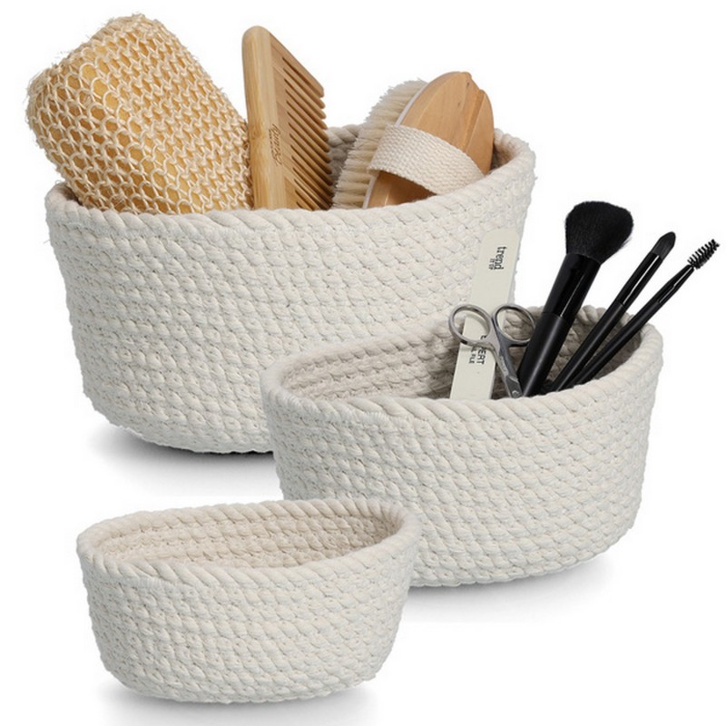 Panier rangement salle de bains coton set de 3, ZELLER PRESENT