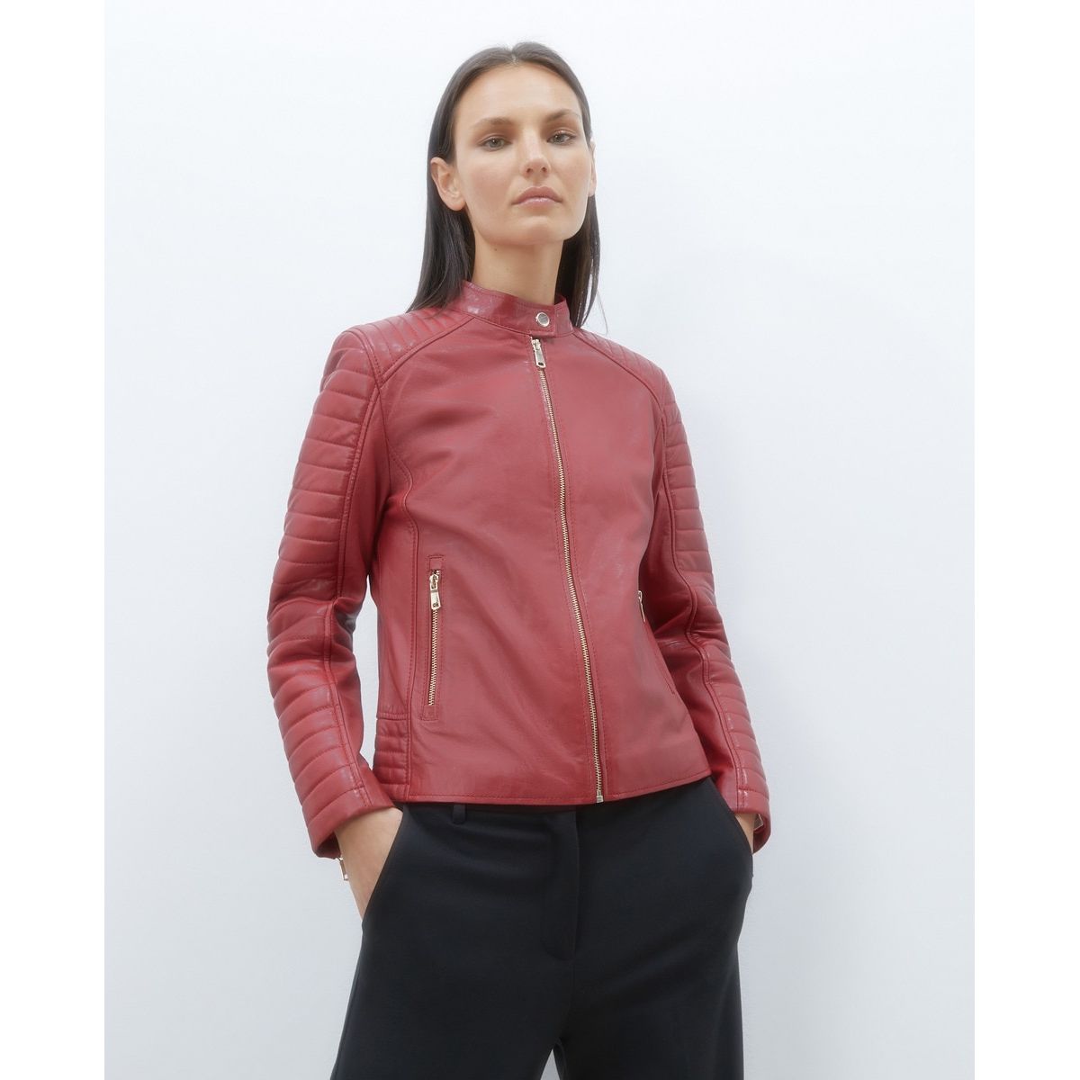 Veste biker rouge femme La Redoute