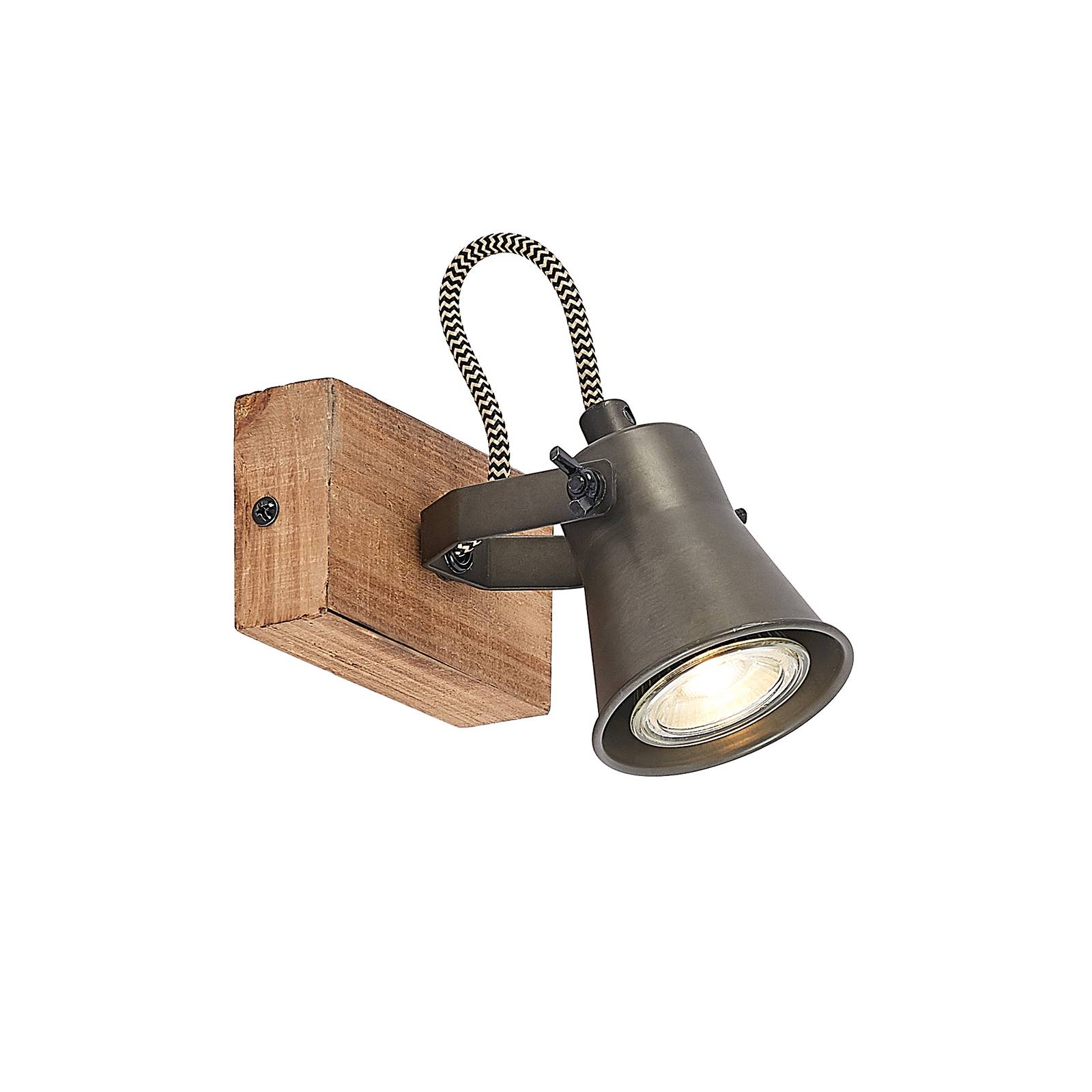 Projecteur halogène en bois vintage, LINDBY