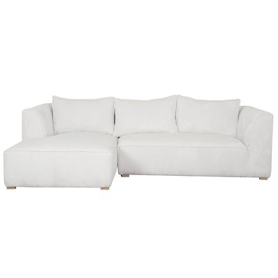Canapé d'angle gauche design en tissu velours côtelé écru 3-4 places PANAM MILIBOO
