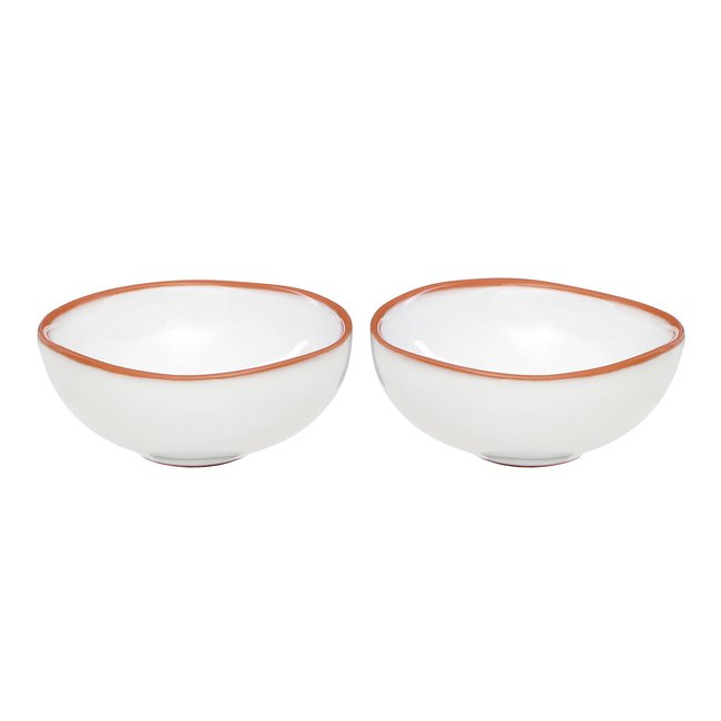 Set of 2 White Glazed Terracotta Mini Bowls, white, SO'HOME