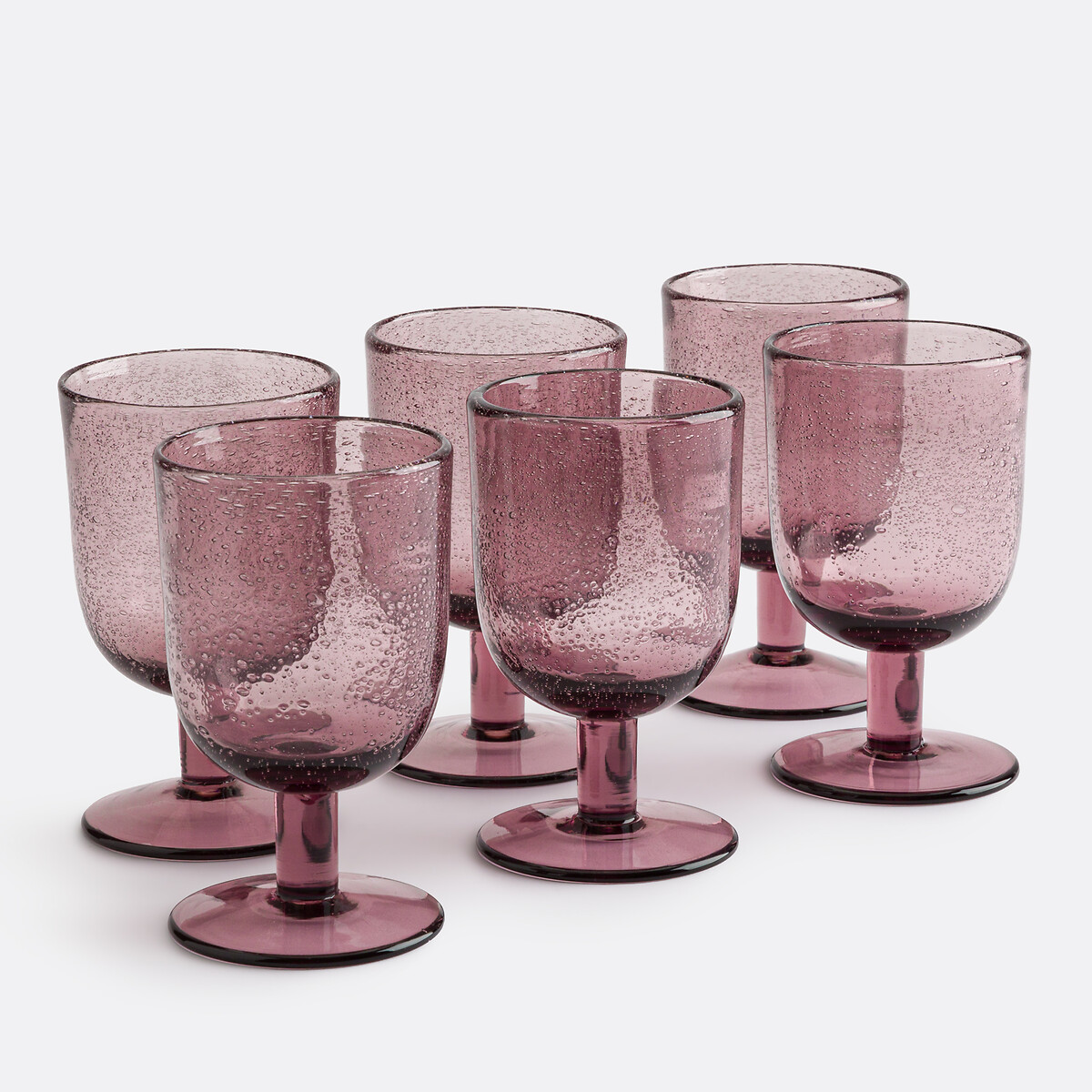 Lot de 6 verres à pied verre bullé, Faraji