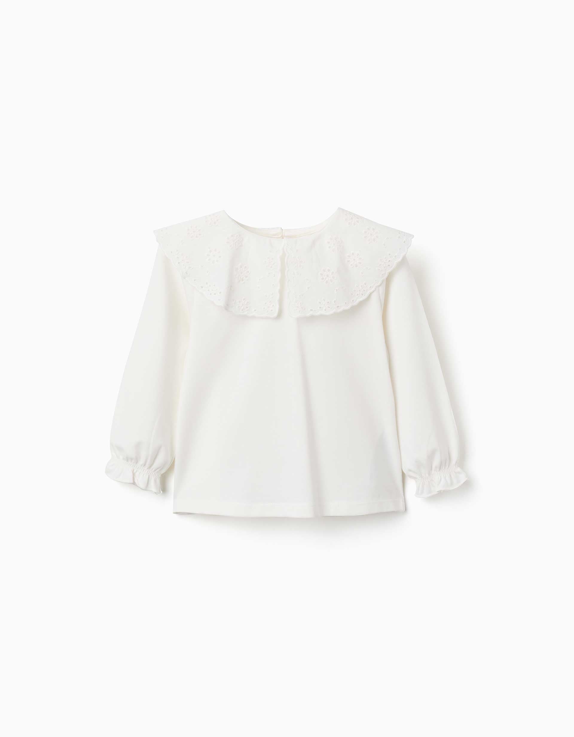 T-shirt à manches longues avec col maxi en broderie anglaise, ZIPPY