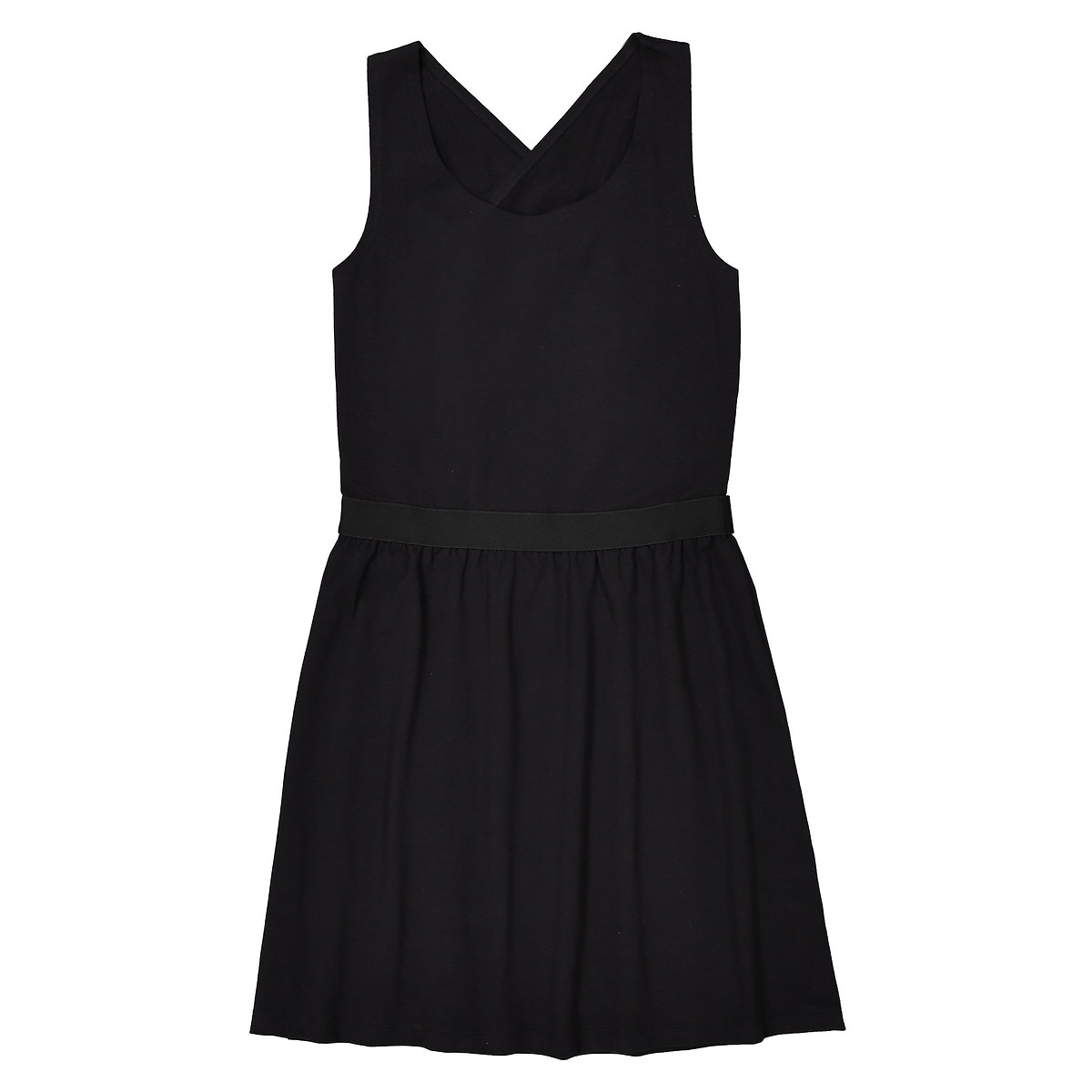 Cotton mix skater dress with crossover back, 10-16 years , black, La ...