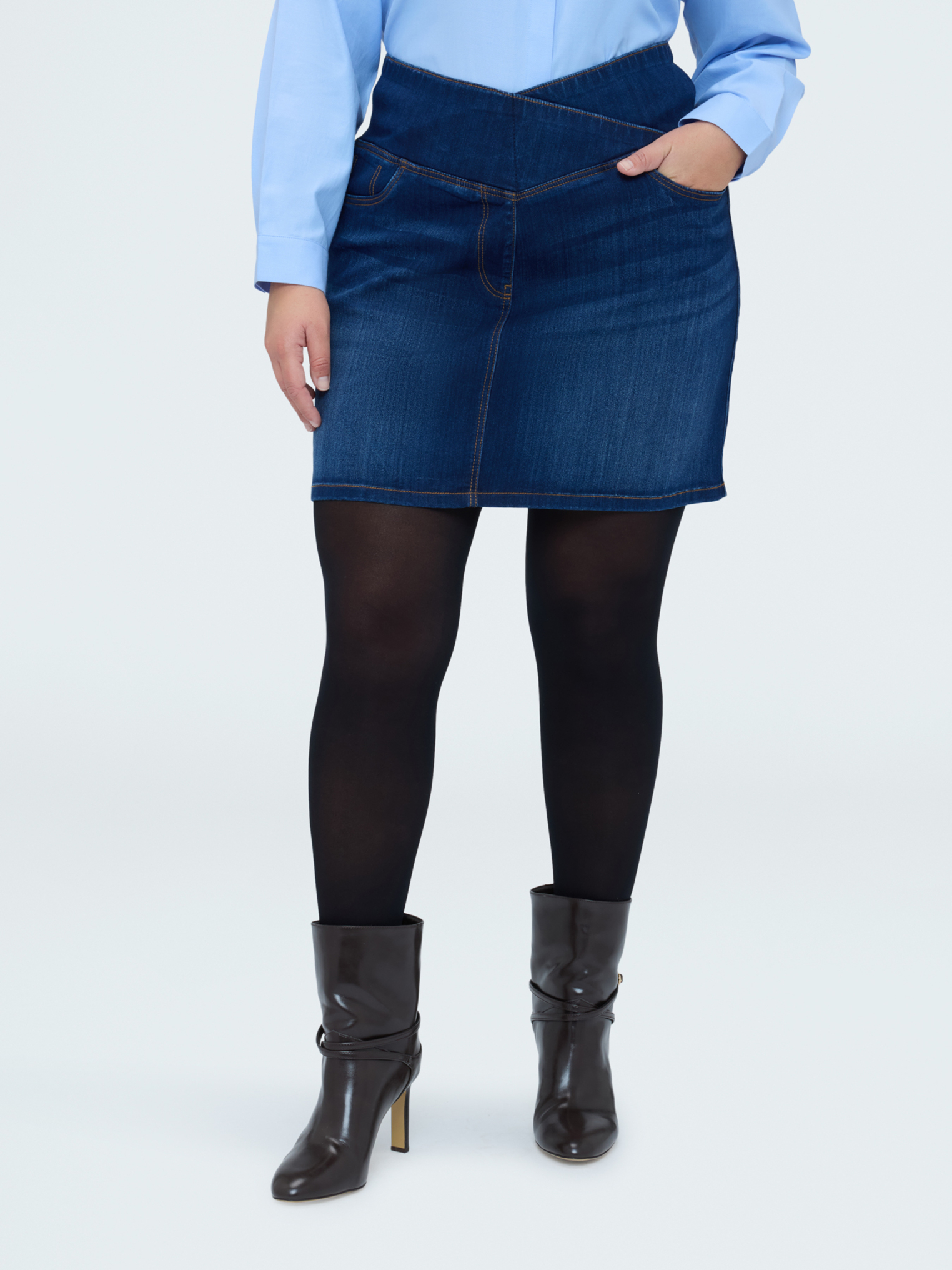 Mini-jupe en denim ligne A, FIORELLA RUBINO