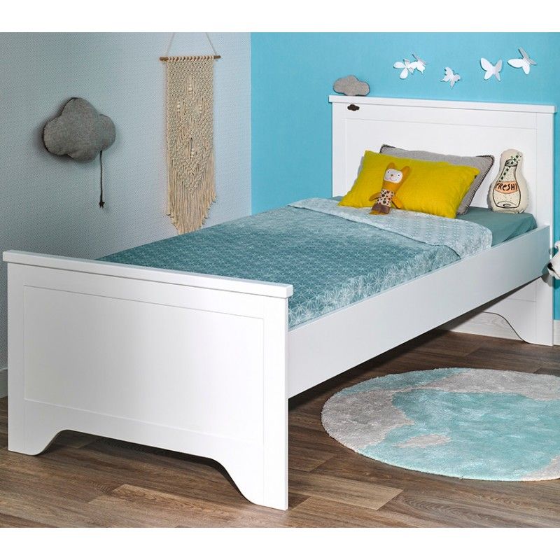 Lit junior fille 90X190 cm style romantique ALTESSE (blanc) - AMP Story 3937