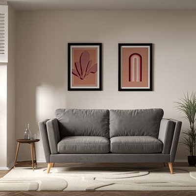 Frida Contemporary Velvet 3 Seater Feather Sofa with Light Wood Legs SO'HOME