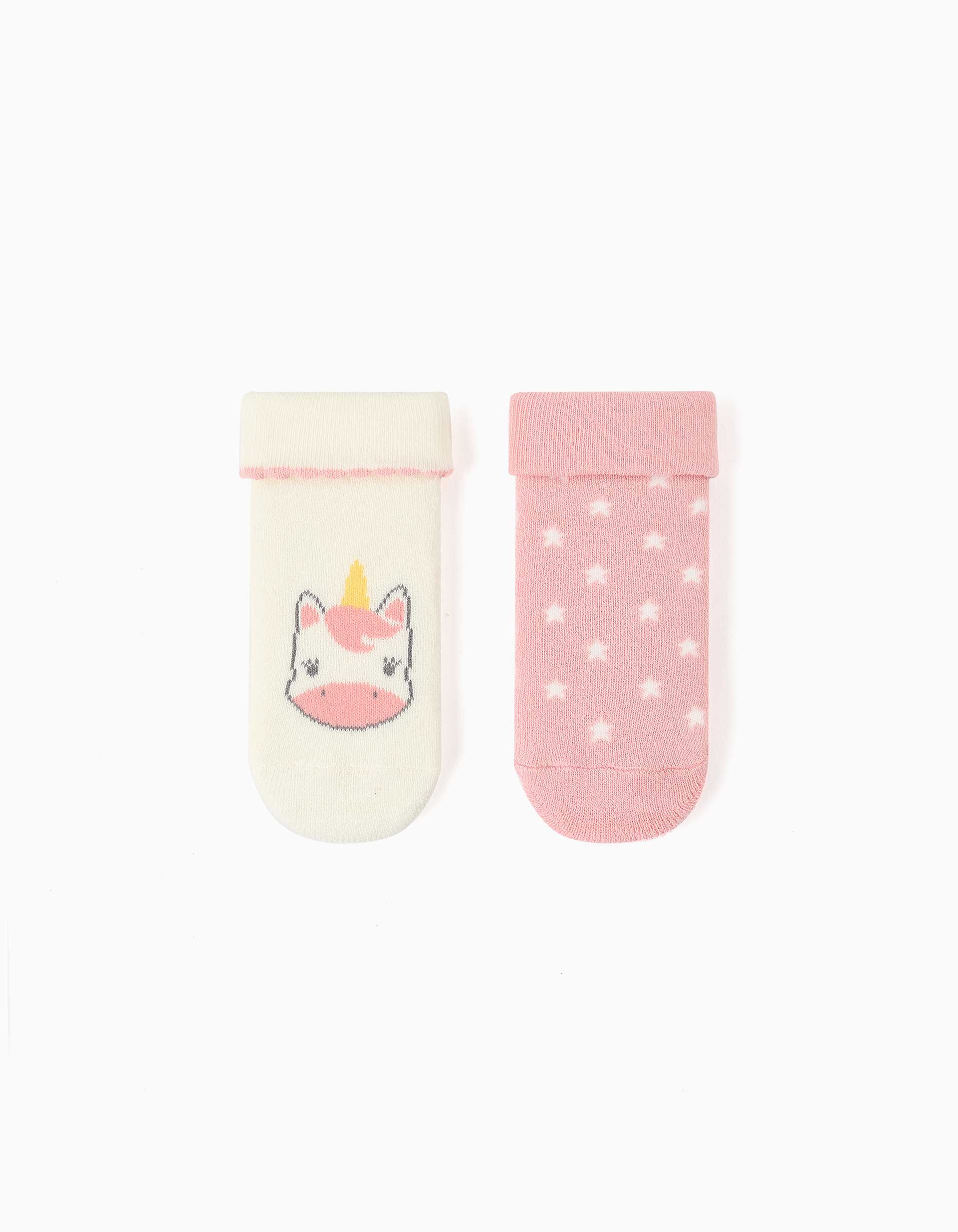 Lot de 2 paires de chaussettes antidérapantes avec licorne/étoiles, ZIPPY