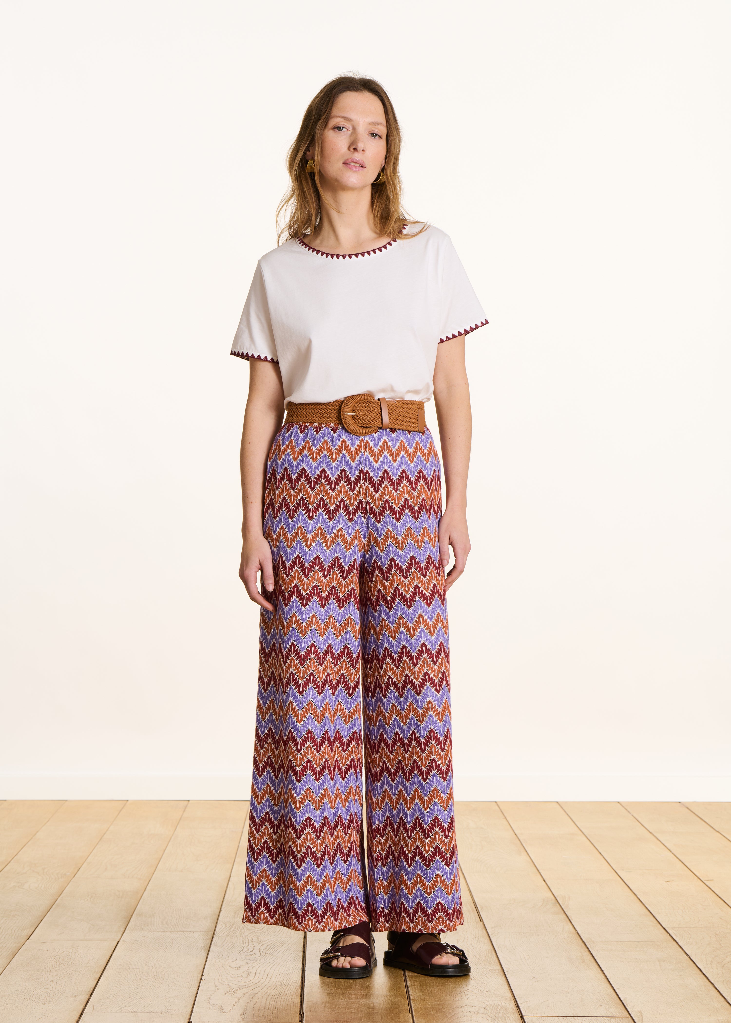 Pantalon droit 7/8ème en crochet multicolore, LA FEE MARABOUTEE