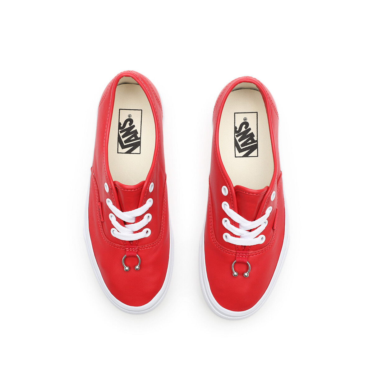 all red leather vans