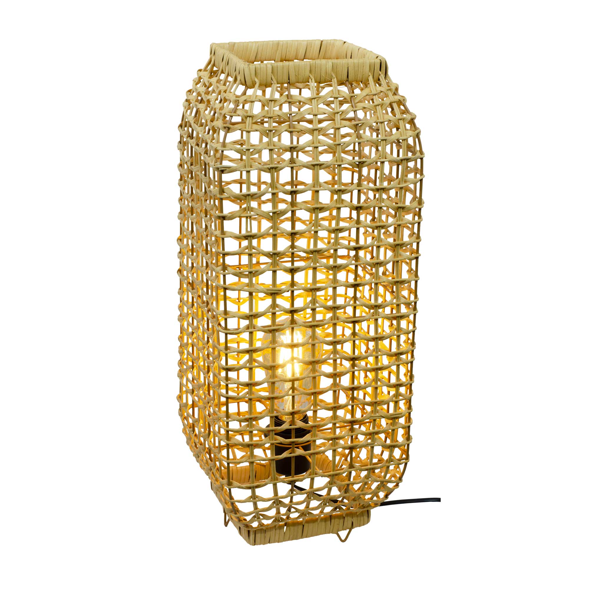 Lampe à poser en rotin et métal grand modèle, AMBA, C-CREATION