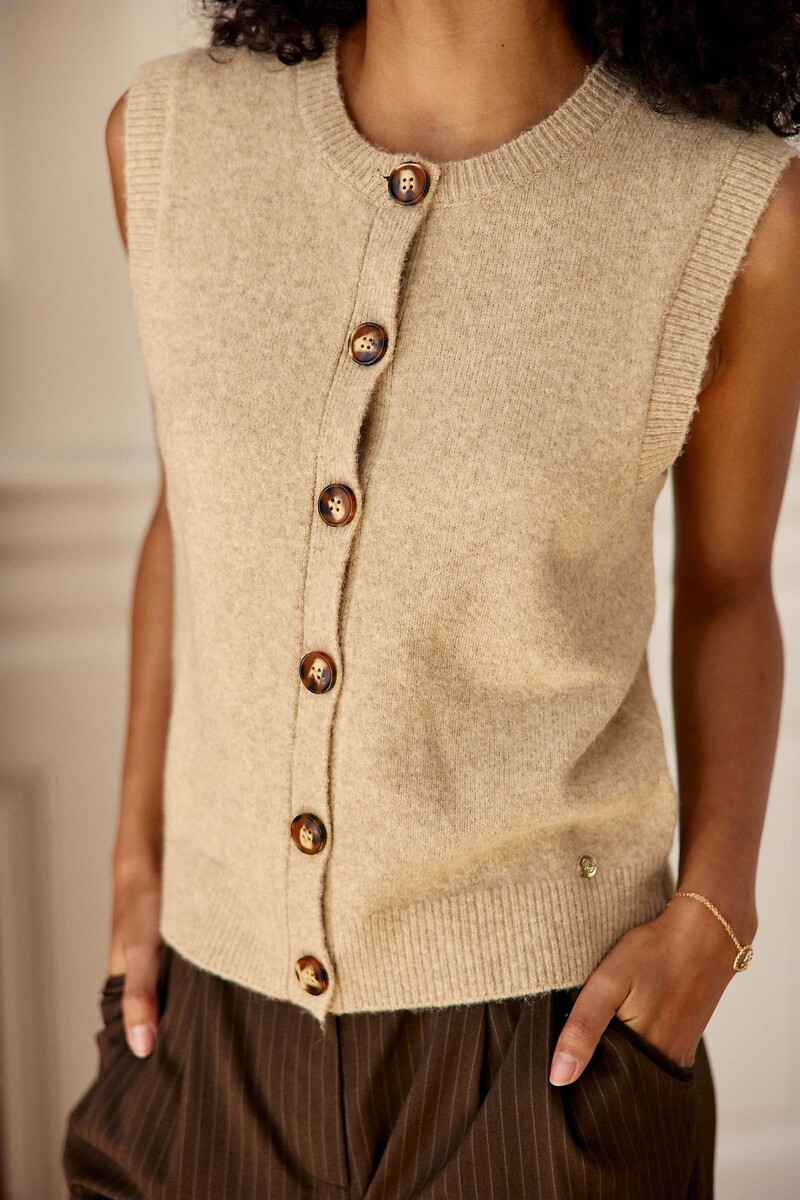 Gilet col rond sans manches boutonné, MORINI, LA PETITE ETOILE
