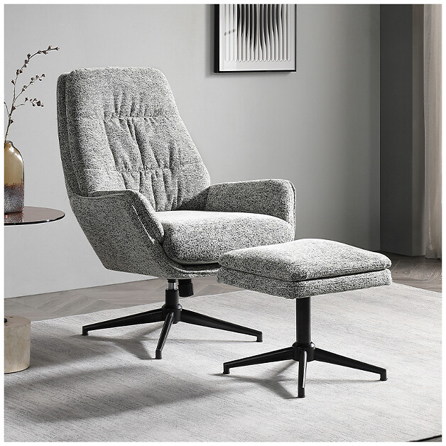 Roy soft boucle tv chair with footstool grey So home La Redoute