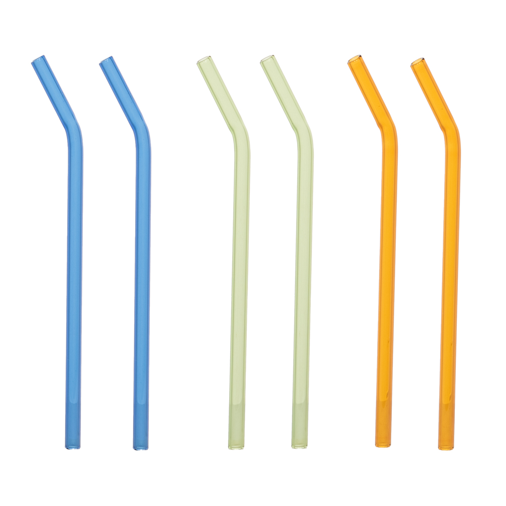 Set de 6 pailles en verre avec brosses LUMA, TABLE PASSION