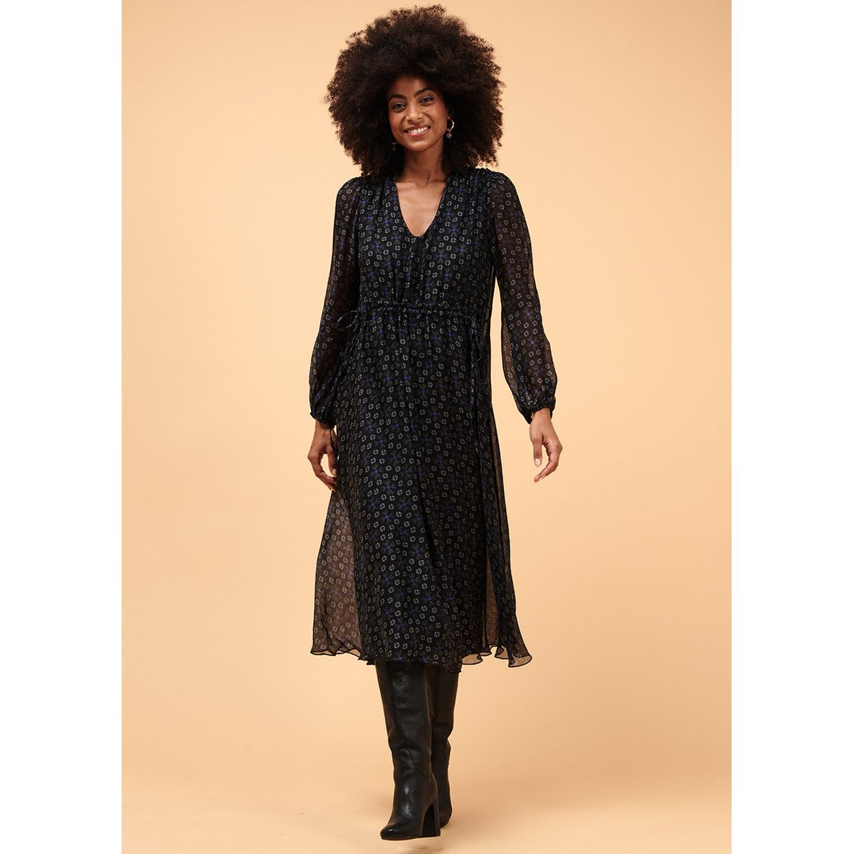 Robe longue à manches longues noir La Fee Maraboutee La Redoute